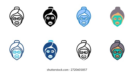 Gesichtsmasken-Symbole setzen mehrere Stilsammlung. Bearbeitbarer Strich 
