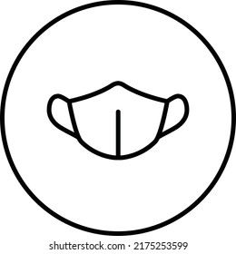 Face mask, infection protect, virus protection, line icon outline in circle, face mask sing.