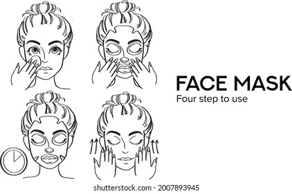 Face mask instruction sketch four steps to use