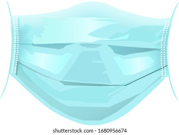 Gesichtsmaske einzeln auf weißem Hintergrund Makro. Epidemiekonzept für Coronavirus. Vektorillustration-Illustration