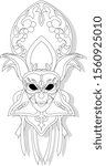 Face mask joker style. Isolated vector illustration on white background. Coloring adult page...
