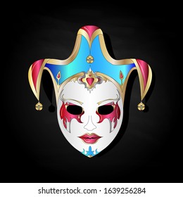 Face mask joker style. Isolated vector illustration on white background..