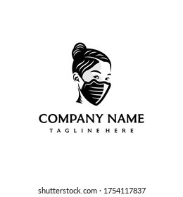 Plantilla de diseño de logotipo para niños con máscara facial. Increíble el logo de un niño con máscara facial. Una máscara facial para los niños línea el logotipo de arte.