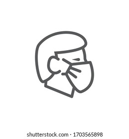 Face mask line icon on white background