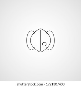 Icono de línea de máscara de cara, pictograma vectorial. Ropa de protección del coronavirus