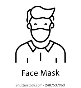 Icono de estilo de línea de máscara facial 