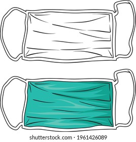 Face mask line vector illustration isolated on white background.