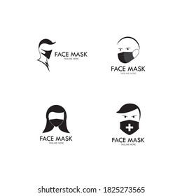 Face Mask Logo Design Vector Icon Illustrations.