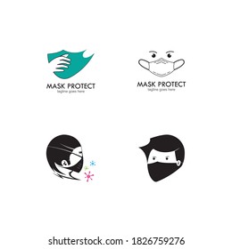 Face Mask Logo Design Vector Icon Illustration