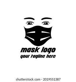 Logo de la máscara facial. Diseño del logotipo de la máscara plana.