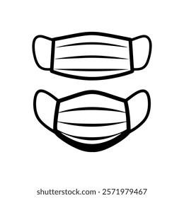 Face mask or medical mask icon outline vector illustration design on white background.