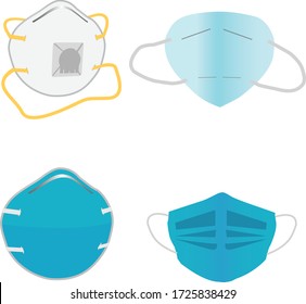 face mask medical protection antiviruses, flat design illustration set