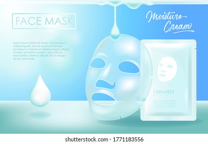Face Mask Moisture Cream Cosmetics Vector 3d Realistic Illustration for Ad