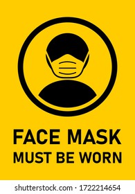 Face Mask Must Be Worn Vertical Sign with an Aspect Ratio of 3:4. Vector Image.