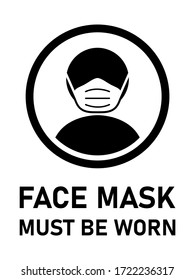 Face Mask Must Be Worn Sign. Vector Image.