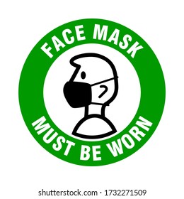 Gesichtsmaske muss getragen werden oder keine Gesichtsmaske, kein Rundschild mit Text für die Einfahrt. Vector Image.