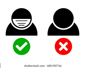 Face Mask Must Be Worn or Masks Required Coronavirus Covid-19 Warning Icon. Vector Image.