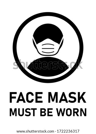 Face Mask Must Be Worn Sign. Vector Image.
