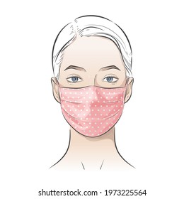 Face mask. N95, surgical, FFP1, homemade, DIY, carbon, Safety breathing, Fashion, cloth, cotton and sponge mask for dust, air pollution using to protect from coronavirus. Vector realistic illustration