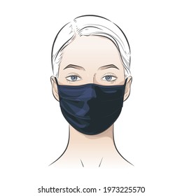 Face mask. N95, surgical, FFP1, homemade, DIY, carbon, Safety breathing, Fashion, cloth, cotton and sponge mask for dust, air pollution using to protect from coronavirus. Vector realistic illustration