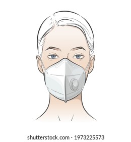 Face mask. N95, surgical, FFP1, homemade, DIY, carbon, Safety breathing, Fashion, cloth, cotton and sponge mask for dust, air pollution using to protect from coronavirus. Vector realistic illustration