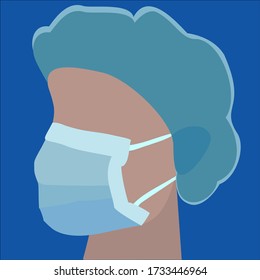 Face Mask Nurse Vector Simplified PPE