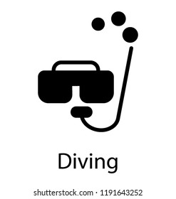 A face mask with oxygen pipe, cylinder and eye wear goggles to dive underwater safely representing scuba mask 