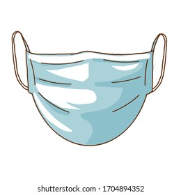 Face mask to protect against dust,germ,Covid-19(Coronavirus).Hand drawn vector illustration