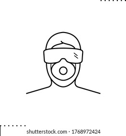 Face mask and protect glasses vector icon in outlines