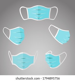 Enmascaramiento facial para la protección antes del virus. Icono del vector. 
