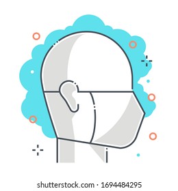 Face mask related color line vector icon, illustration. The icon is about protection, respiratory disease, corona virus, epidemic, epidemic. The composition is infinitely scalable.