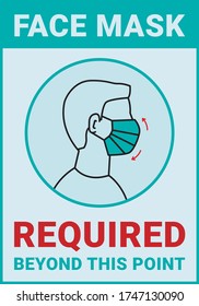 Face Mask Required Beyond This Point Vector Poster. Editable Colors.