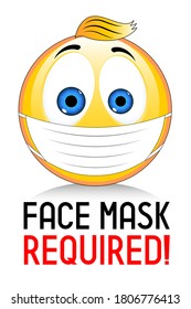 Face Mask Required - Covid-19, SARS-CoV-2 Virus - Vector Illustration