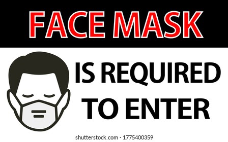 Face mask is required to enter sign, banner design vector image