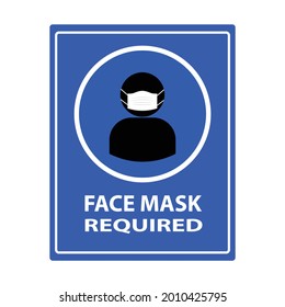 Face mask required human icon vector isolated on blue background.Wear a mask for protective spread risk of transmission Covid-19.coronavirus prevention concept.