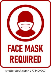 Face Mask Required Or No Mask No Entry Vertical Instruction Icon With An Aspect Ratio Of 3:4 And Rounded Corners. Vector Image.