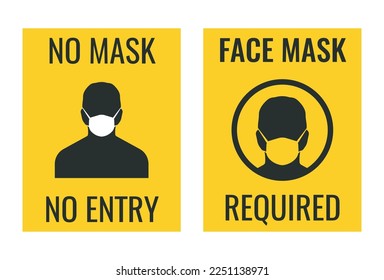 face mask required, no mask no entry sign