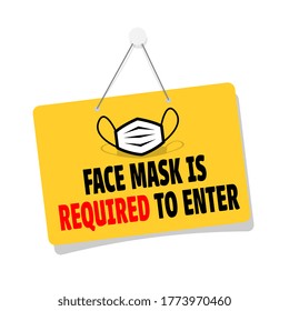 Face mask required on hanging door sign