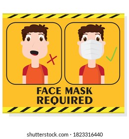 Face mask required poster. Covid-19 prevention - Vector