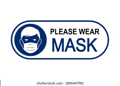 Face mask required sign. Attention do not enter without a face mask. Human wearing medical mask icon, protecting themselves against infection. Coronavirus - COVID-19, virus contamination - for stock