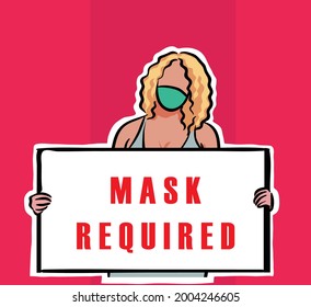 Face mask required sign. Protective measures against coronavirus COVID-19 . Illustration Vector
