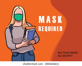 Face mask required sign. Protective measures against coronavirus COVID-19 . Illustration Vector