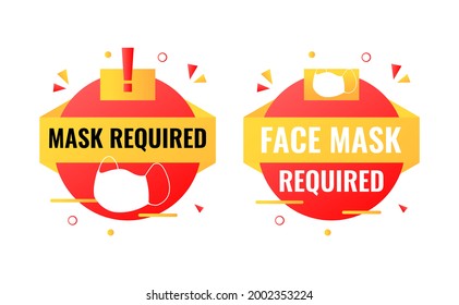 face mask required sign with rounded shape and exclamation mark