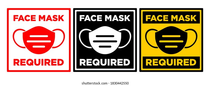 Face Mask Required Sign Square Warning Stock Vector (Royalty Free ...