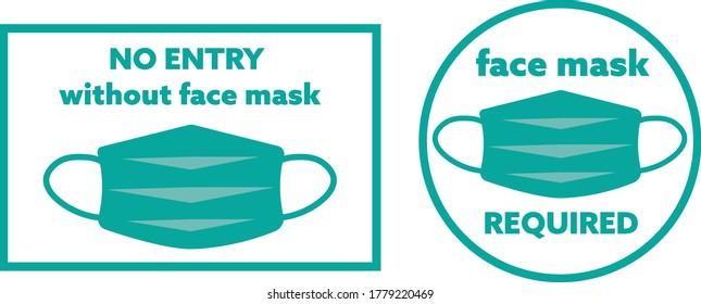 Face mask required sign symbols rules vector