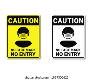 Face mask required. Sign for wearing mask beyond this point or area. no face mask, no entry. Illustration vector