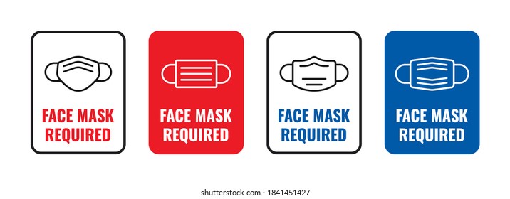 Face Mask Required Signs for Covid-19 Coronavirus with Facemask Icons