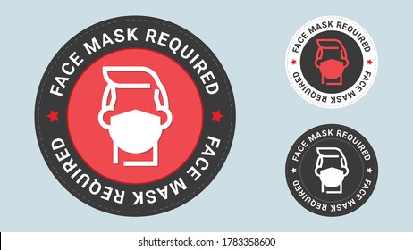 Face Mask Required stamp vector illustration. Warning sign in public places and caution COVID-19. Vector certificate icon. Vector combination for certificate in flat style.