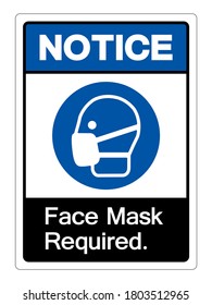 Gesichtsmaske erforderlich Symbol-Zeichen, Vektorgrafik, einzeln auf weißem Hintergrund. EPS10