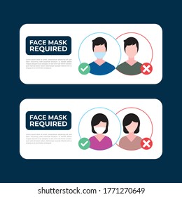 Face Mask Required Vector Icon Illustration. Face Mask Cartoon Character. Face Mask Icon Concept White Isolated. Flat Cartoon Style Suitable for Web Landing Page, Banner, Flyer, Sticker, Card